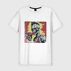 Мужская slim-футболка Зомби панк ест мясо