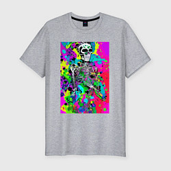 Мужская slim-футболка Funny skeleton - pop art