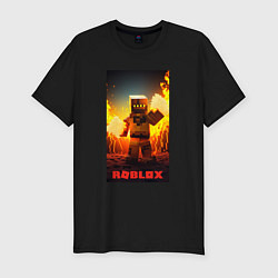 Мужская slim-футболка Roblox avatar fire