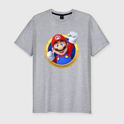 Мужская slim-футболка Марио значок