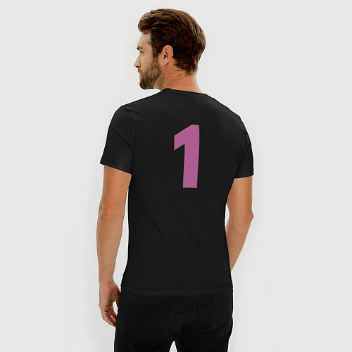 Мужская slim-футболка Достойный первый - розовый / Черный – фото 4