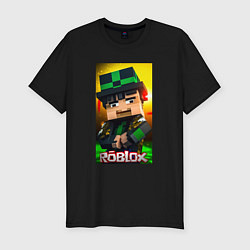 Футболка slim-fit Roblox green man, цвет: черный