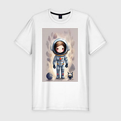 Мужская slim-футболка Милый маленький космонавт - нейросеть