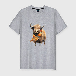 Футболка slim-fit Буйвол в шарфе, цвет: меланж