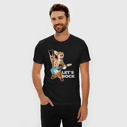 Футболка slim-fit Let s rock Котик рокер, цвет: черный — фото 2