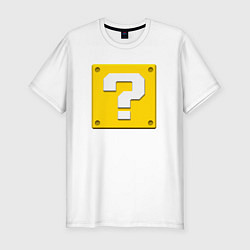 Мужская slim-футболка Марио кубик вопросительный