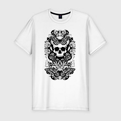 Мужская slim-футболка Skull and butterfly - neural network