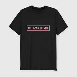 Мужская slim-футболка Black pink - logotype - South Korea