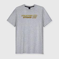 Мужская slim-футболка Counter strike 2 gold logo