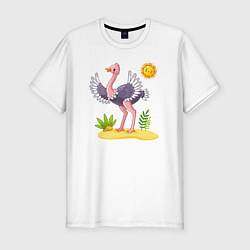 Футболка slim-fit Солнечный страус, цвет: белый