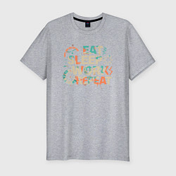 Футболка slim-fit Eat sleep work repeat, цвет: меланж