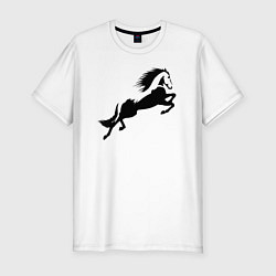 Мужская slim-футболка Лошадь в прыжке