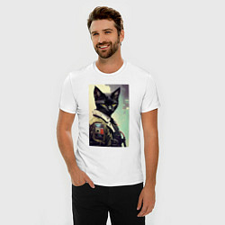 Футболка slim-fit Cool cat - cyberpunk, цвет: белый — фото 2