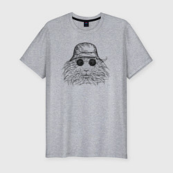 Мужская slim-футболка Морская свинка в панаме