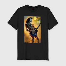 Футболка slim-fit Heavy metal - skeleton - neural network, цвет: черный