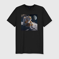 Мужская slim-футболка Тигр астронавт