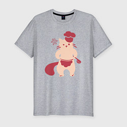 Футболка slim-fit Сердитый кот повар, цвет: меланж