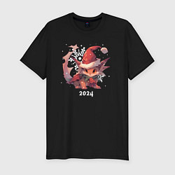 Футболка slim-fit Happy Dragon year 2024, цвет: черный