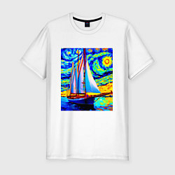 Мужская slim-футболка Парусная яхта