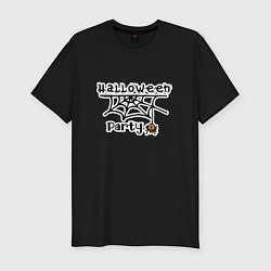 Мужская slim-футболка Halloween party паук с паутиной хэллоуин
