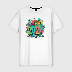 Мужская slim-футболка Happy 2024