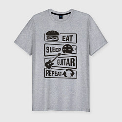 Мужская slim-футболка Еда сон гитарка