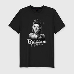 Футболка slim-fit Карлах - ахегао - черный и белый, цвет: черный