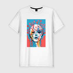 Мужская slim-футболка Абстрактный женский портрет