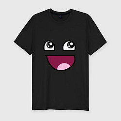 Мужская slim-футболка Trollface глаза с улыбкой