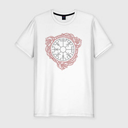 Мужская slim-футболка Рунический компас - символы древних славян