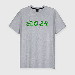 Мужская slim-футболка Зеленый дракон 2024 деревянный