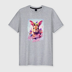 Мужская slim-футболка Кролик в цветах надпись