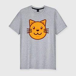 Мужская slim-футболка Оранжевый котик счастлив