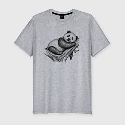 Футболка slim-fit Панда жует бамбук, цвет: меланж