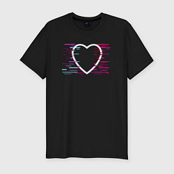 Мужская slim-футболка Сердце в стиле глитч