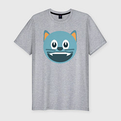 Мужская slim-футболка Голубой котик в восторге