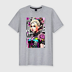 Футболка slim-fit Barbie - pop art stylization, цвет: меланж