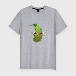 Мужская slim-футболка Счастливый огурчик