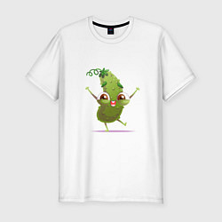Мужская slim-футболка Счастливый огурчик