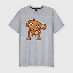 Футболка slim-fit Удивлённая обезьянка, цвет: меланж