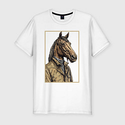 Мужская slim-футболка Конь в бежевом пальто