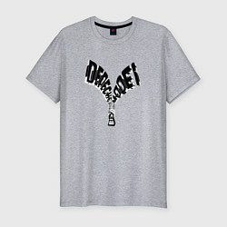Мужская slim-футболка Depeche Mode - надпись молнией