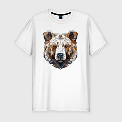 Мужская slim-футболка Медведь полигональный