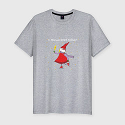 Мужская slim-футболка Гномик девочка новогодняя