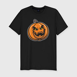 Футболка slim-fit Pumpkin Halloween, цвет: черный