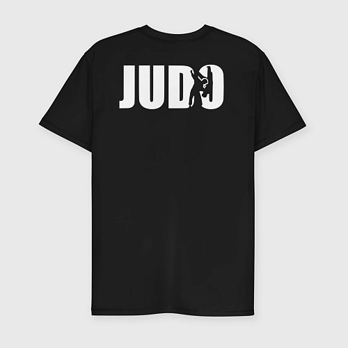 Мужская slim-футболка Дзюдо - иероглифы / Черный – фото 2