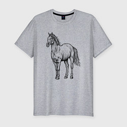 Мужская slim-футболка Лошадь стоит