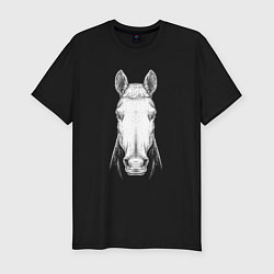Мужская slim-футболка Голова белой лошади анфас