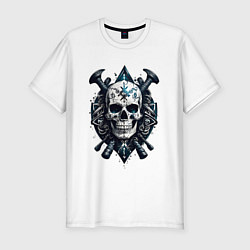Мужская slim-футболка Татуированный череп викинга