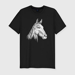 Мужская slim-футболка Голова белой лошади